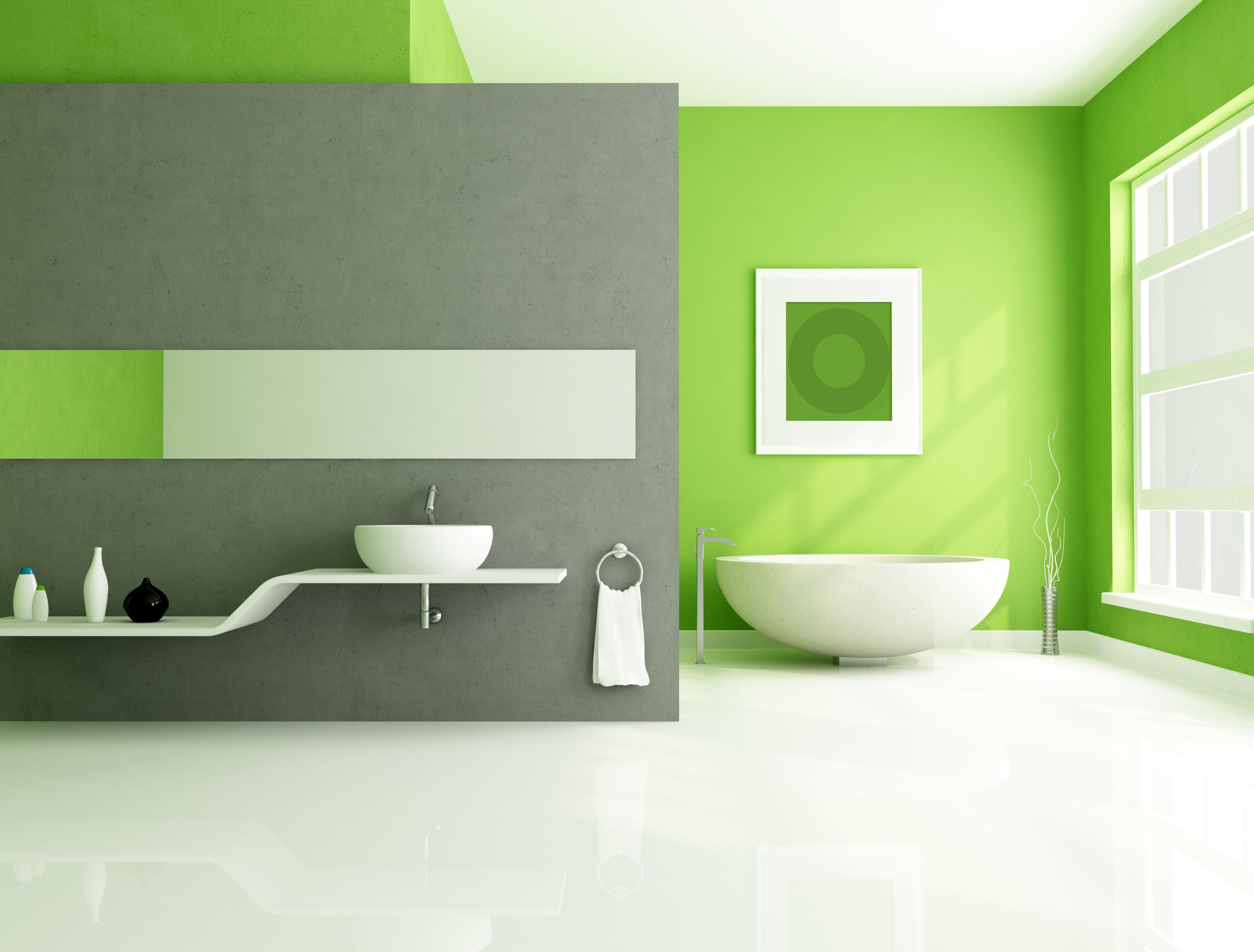 salle de bain vert anis